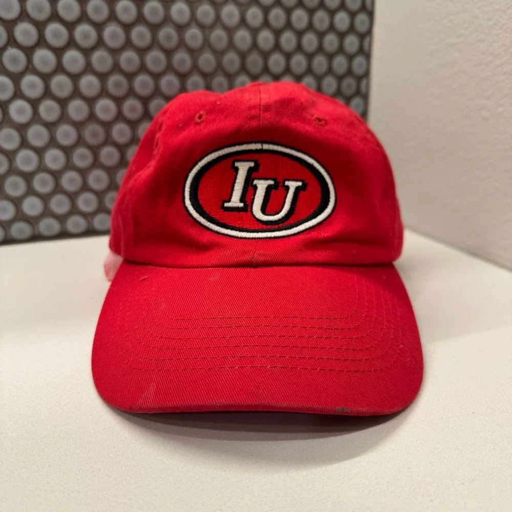 Vintage IU Indiana University Hat Cap Red Logo StrapBack Adjustable HMI Headwear
